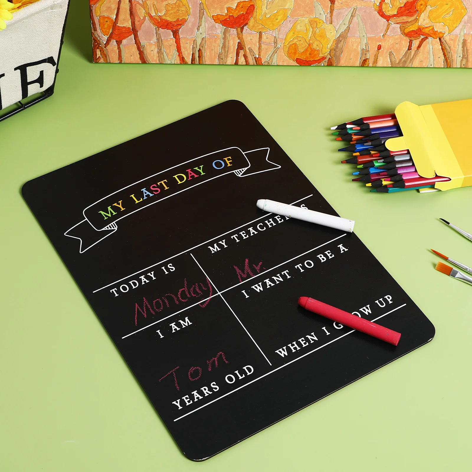 

Small Blackboard Dual-sided Chalkboard First Day First Day Board Sign School Decor Erasable Board Class Display