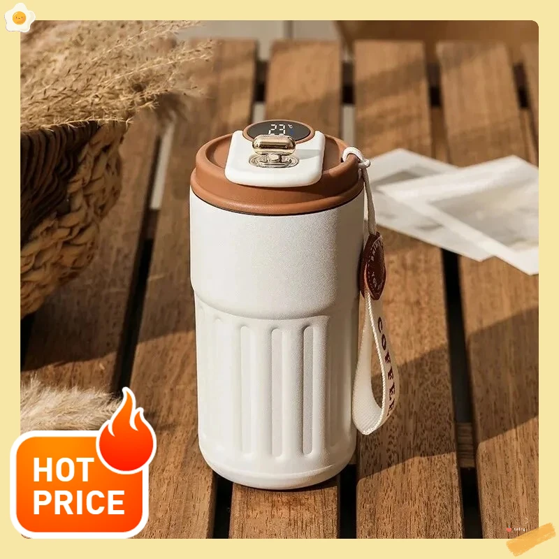 

Outdoor men and women car-mounted travel water cup stainless steel thermos cup with temperature display coffee cup