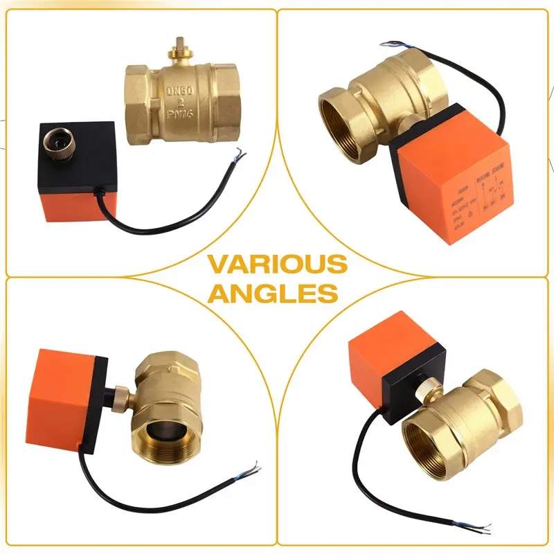 AT63-AC220V Electric Ball Valve 2" Brass Motorized Two Way Air Conditioning Floor Heating System Control Valve