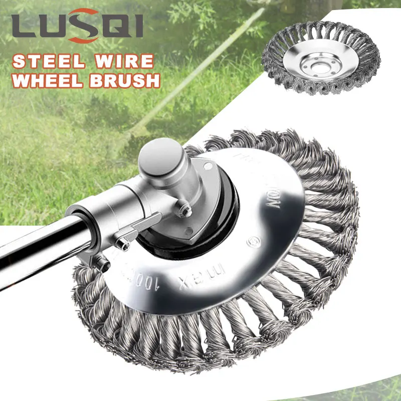 LUSQI Grass Trimmer Head Steel Wheel Garden Weed Brush Brushcutter Trimmer 6/8 Inches Weed Brush For Garden Lawnmover Power Tool