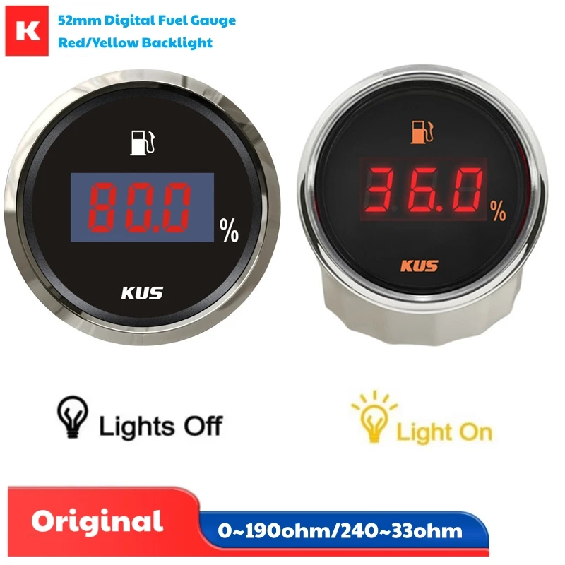 

Цифровые указатели уровня топлива KUS 0-100% с подсветкой, 52 мм, 0-190 Ом или 240-33 Ом, для автомобилей, лодок, грузовиков
