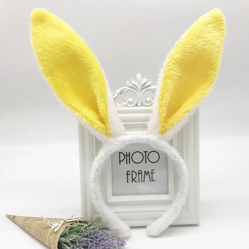 Diadema de felpa con orejas de conejo para fiesta temática, tocado de actuación en escenario, disfraz de Cosplay de Pascua y Navidad