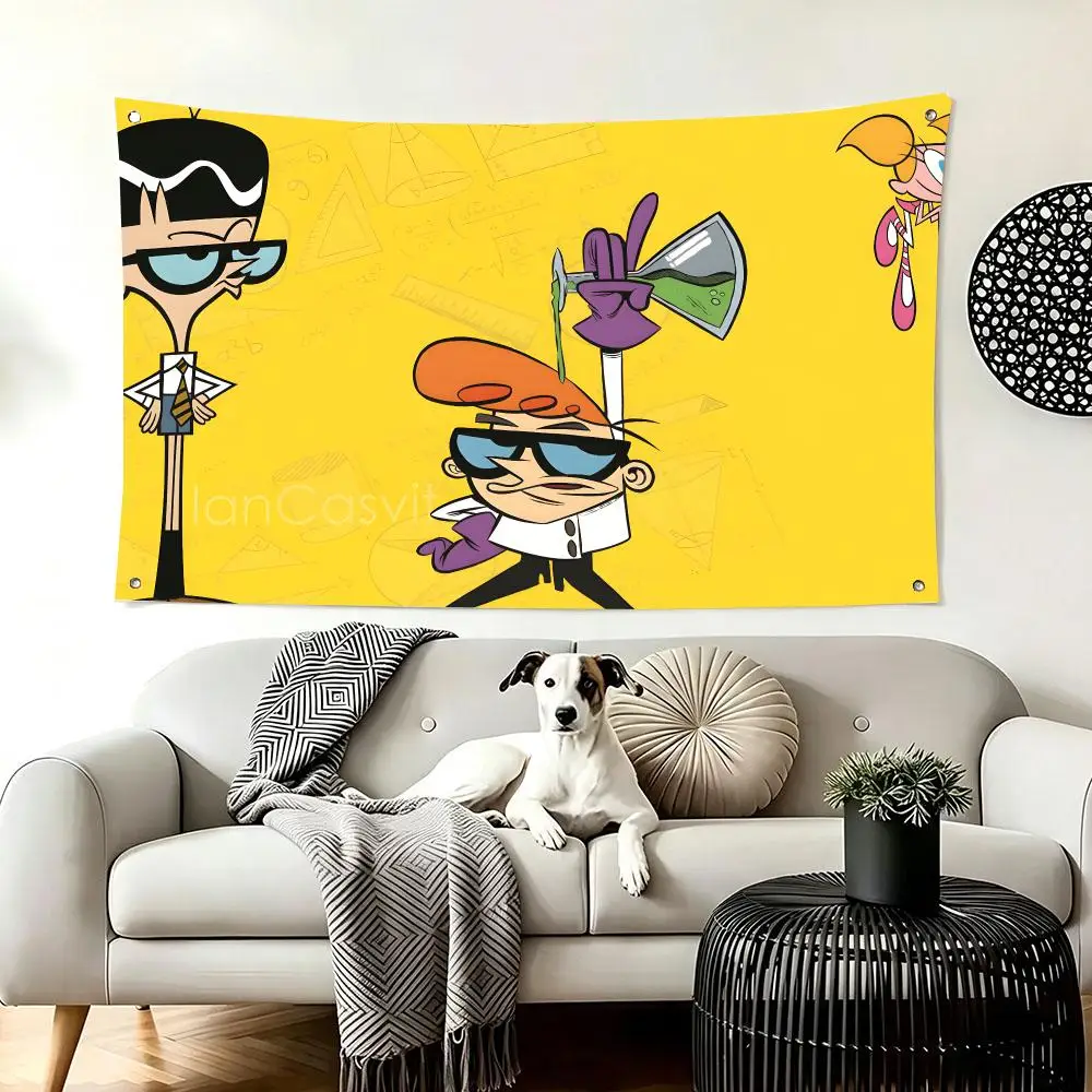 90S Animation D-Dexters Laboratory Flags  For Living Room Home Dorm Decor Wall Outdoor Camping Party Banner Gifts
