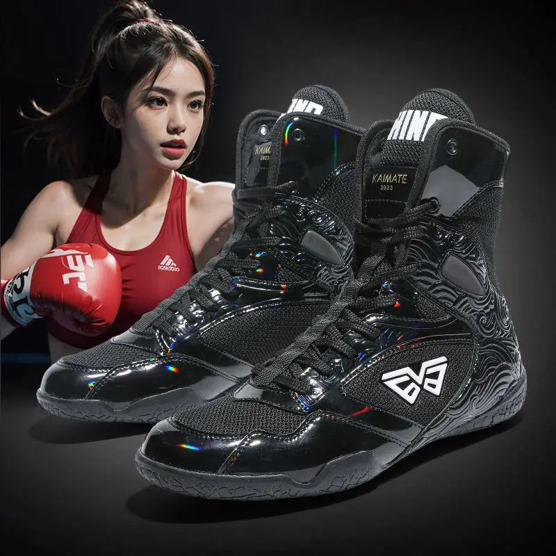 

Professional Boxing Shoes Men and Women's Sanda Fighting Shoe Competition High-top Training Shoes Free Fighting Wrestling Shoe