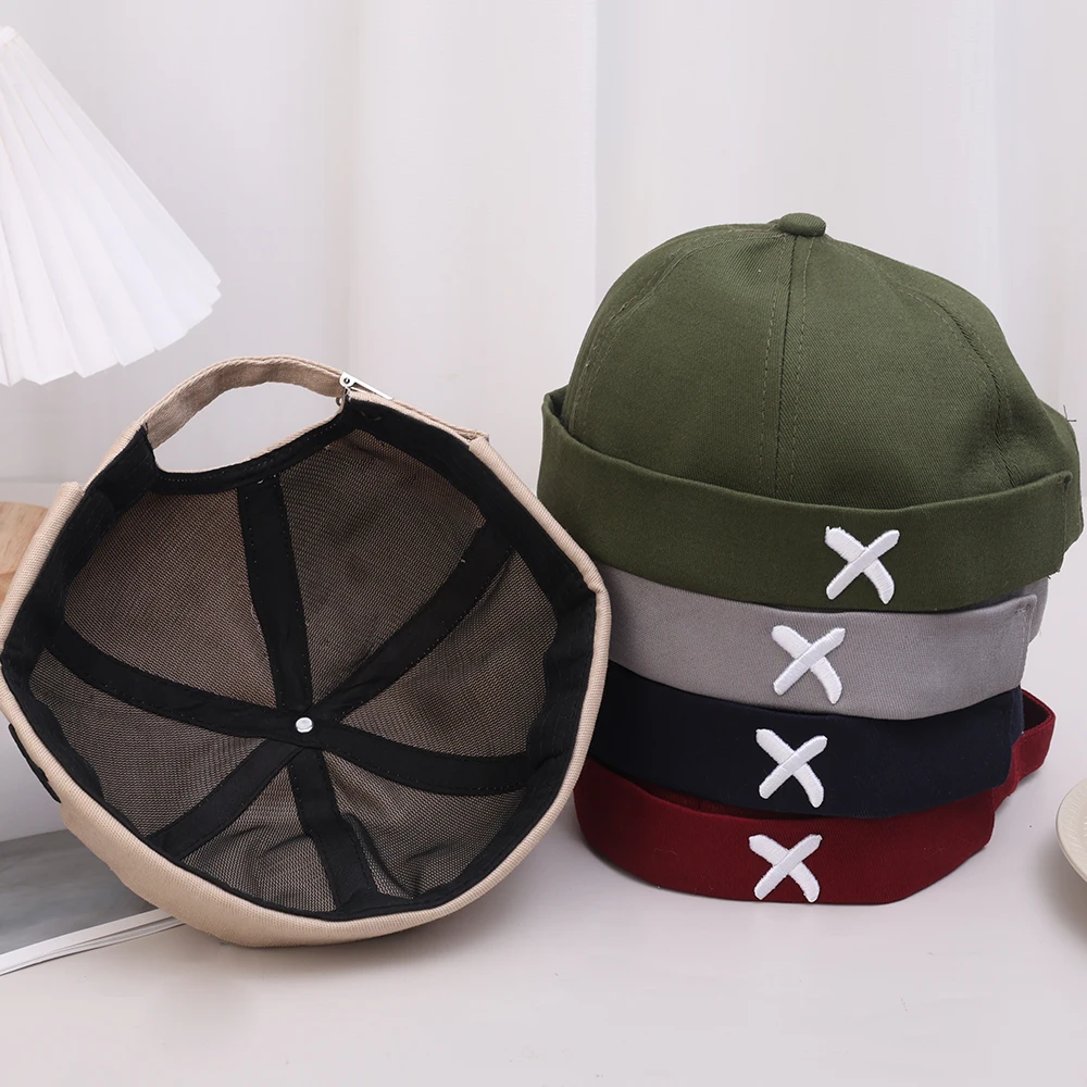 Vintage Dome Hat Mens Solid Color Velvet Beanies For Men Docker Sailor Crimping Brimless Skull Caps Casual Portable Hip Hop Cap