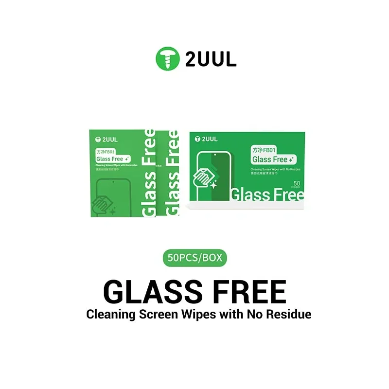 2UUL 50Pcs/Box FB01 Glass Free Cleaning Screen Wipes with No Residue Solo Seal AquaLock Screen Dust Removal Cleaning Wiper