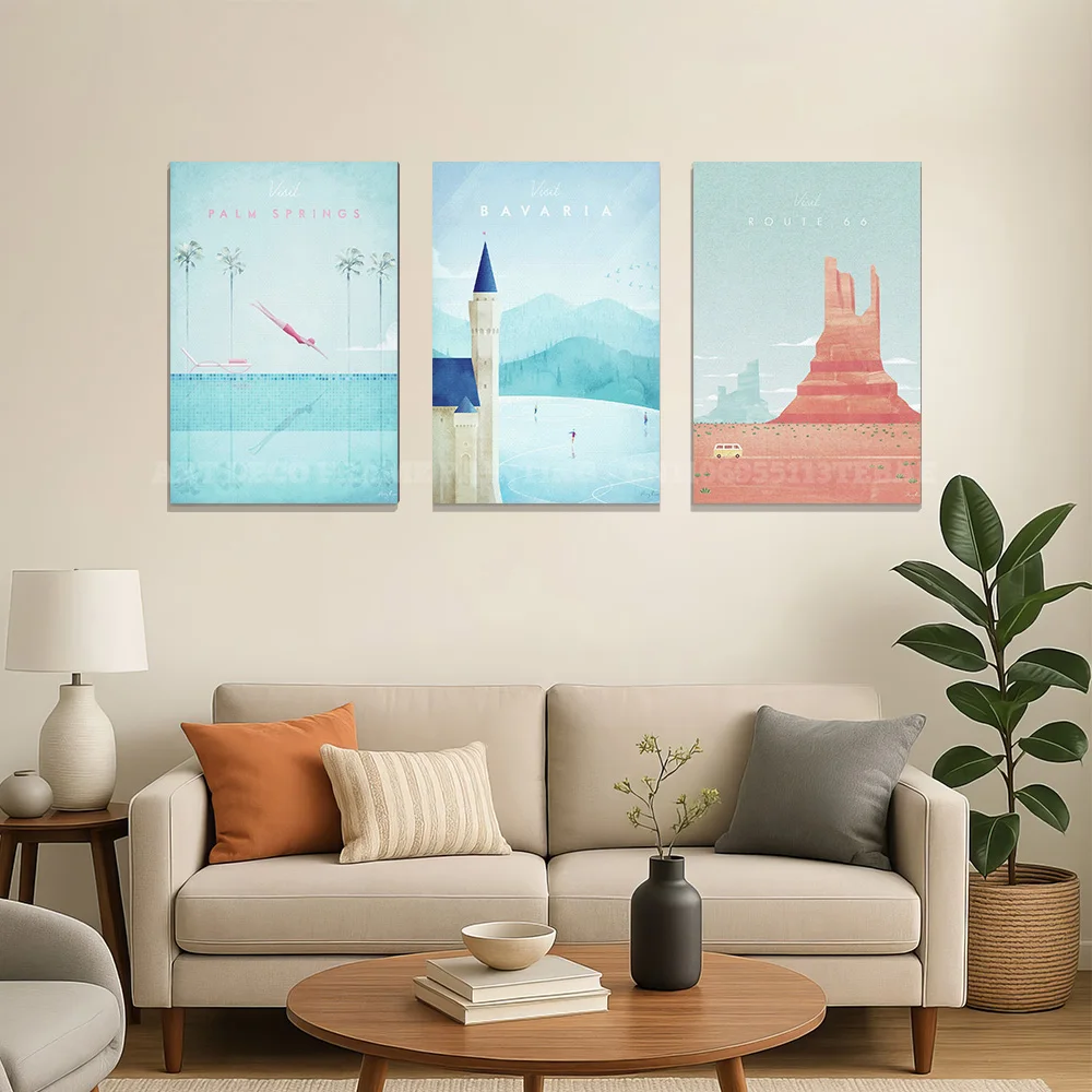 Vintage Travel Poster Canvas Wall Art Athens Hawaii New York Rio San Francisco Provence Print Modern Bedroom Home Decor Gift