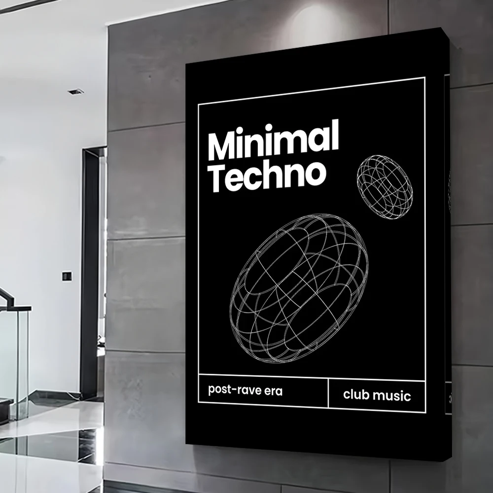 Minimal Techno Music Poster Customizable Printed Canvas Painting Wall Art Gift for Aesthetic Decoration Home Posters Living Room