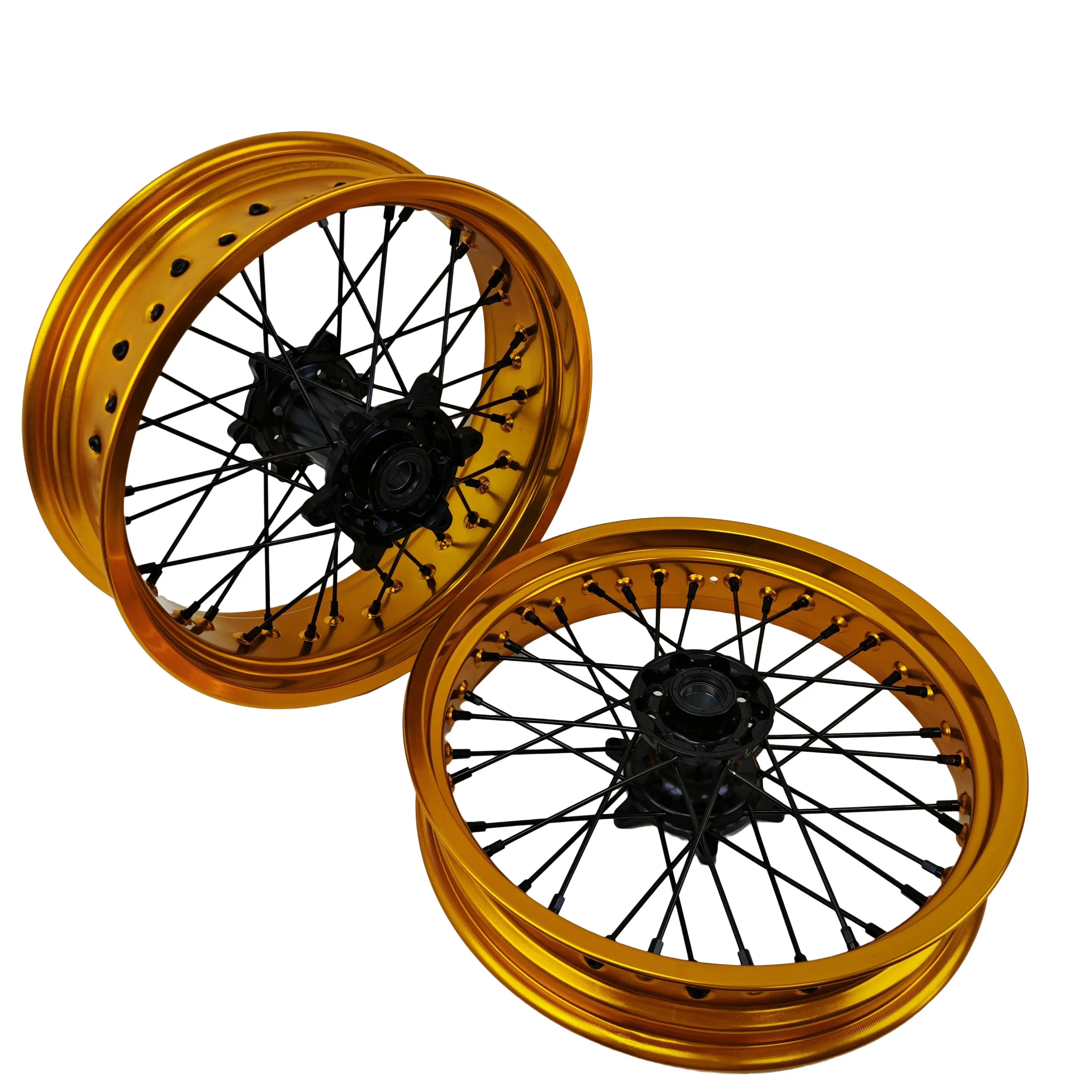 

High Performance Supermoto Wheels Set Fit EXC SXF 7116 Aluminum Alloy Customized Color Logo Black Rim God Hub