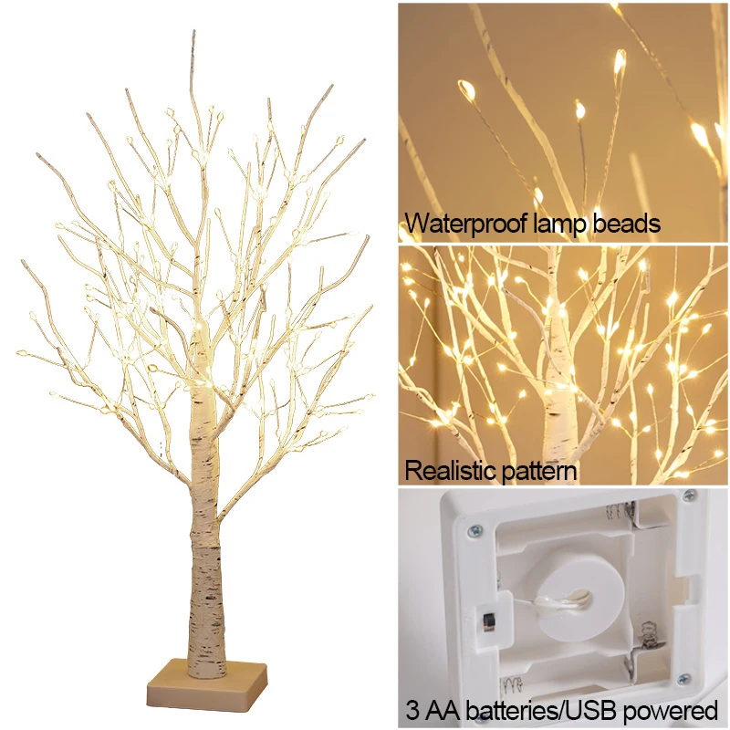 Hot Easter Tree With 24/144 Led Lights White Light Up Mini Twig Tree Lamp Decorations For Hanging Christmas Festival Ornaments