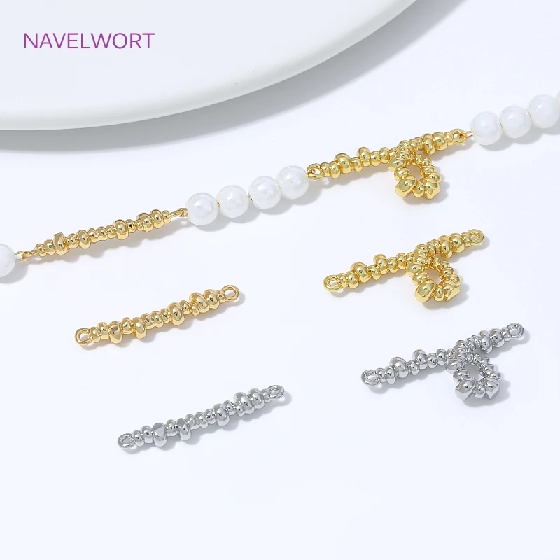 18K vergoldete Drehperlen-Verbindungsstange, Messing-Anhänger-Verbinder für Schmuck, DIY-Armband- und Halsketten-Bastelzubehör