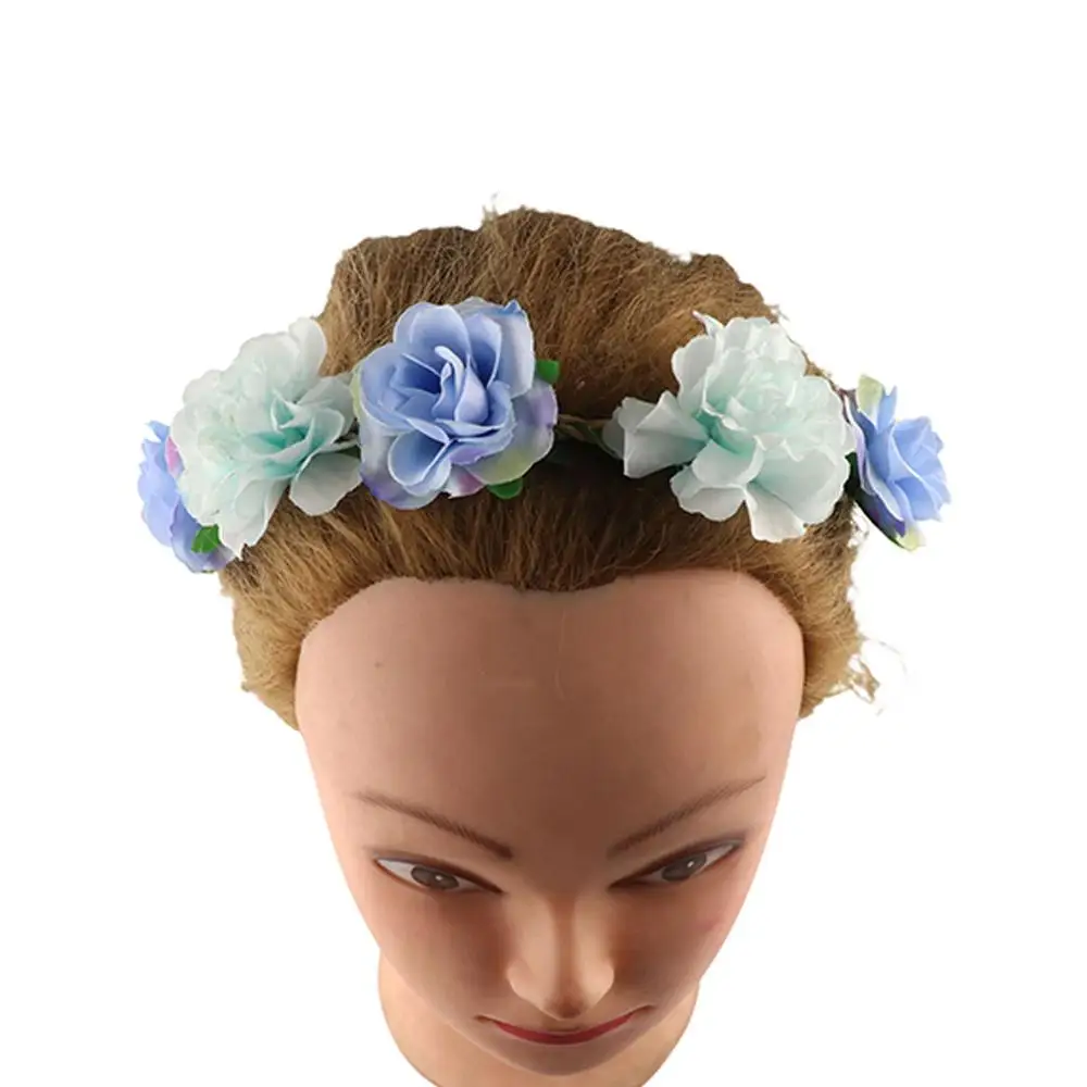 Wedding Party Hairband Cloth Floral Hoop Rose Flower Wreath Decoration Flower Headband Tiara Women Headwear Flower Crown