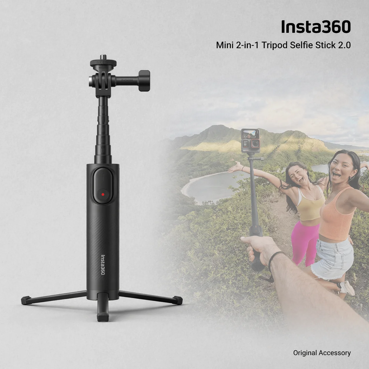 

Insta360 Mini Tripod Selfie Stick 2.0 2-in-1 Tripod & Selfie Stick Portable Light 1/4 Mount Adapter for X5 X4 GO 3S Ace Pro 2