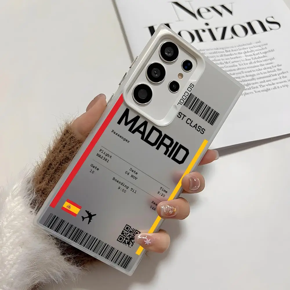 اسبانيا طائرة السفر تذكرة جراب هاتف لسامسونج غالاكسي S25 S24 S22 S23 الترا S21 S23 زائد 5G لامعة غطاء من البولي يوريثان للصدمات Funda #5
