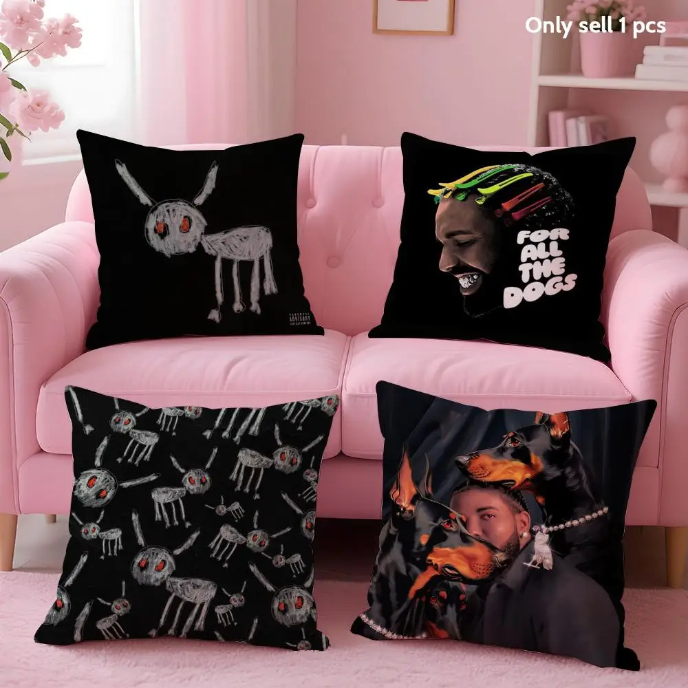 D-Drake For All the Dogs Cushion Cover Soft Short Plush Double-Sided Printing Home Decor Machine Washable Pillow Case Gift