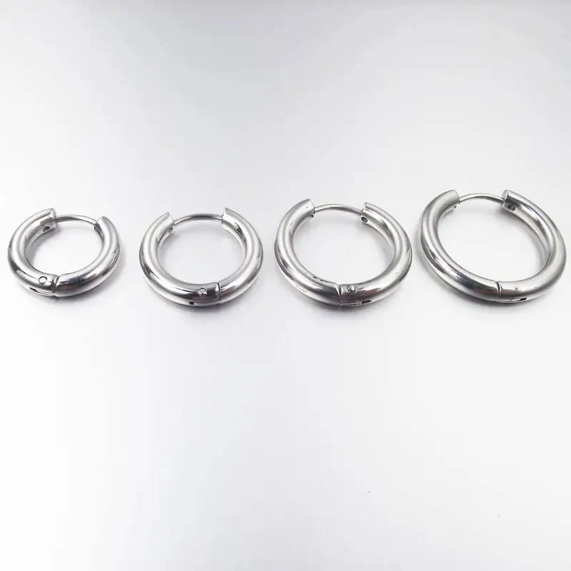 2 Pieces 4mm thickness Stainless Steel Earring Cute Big Crude Circle Earring Hoop Earrings Huggie Jewelry Men Women Gift