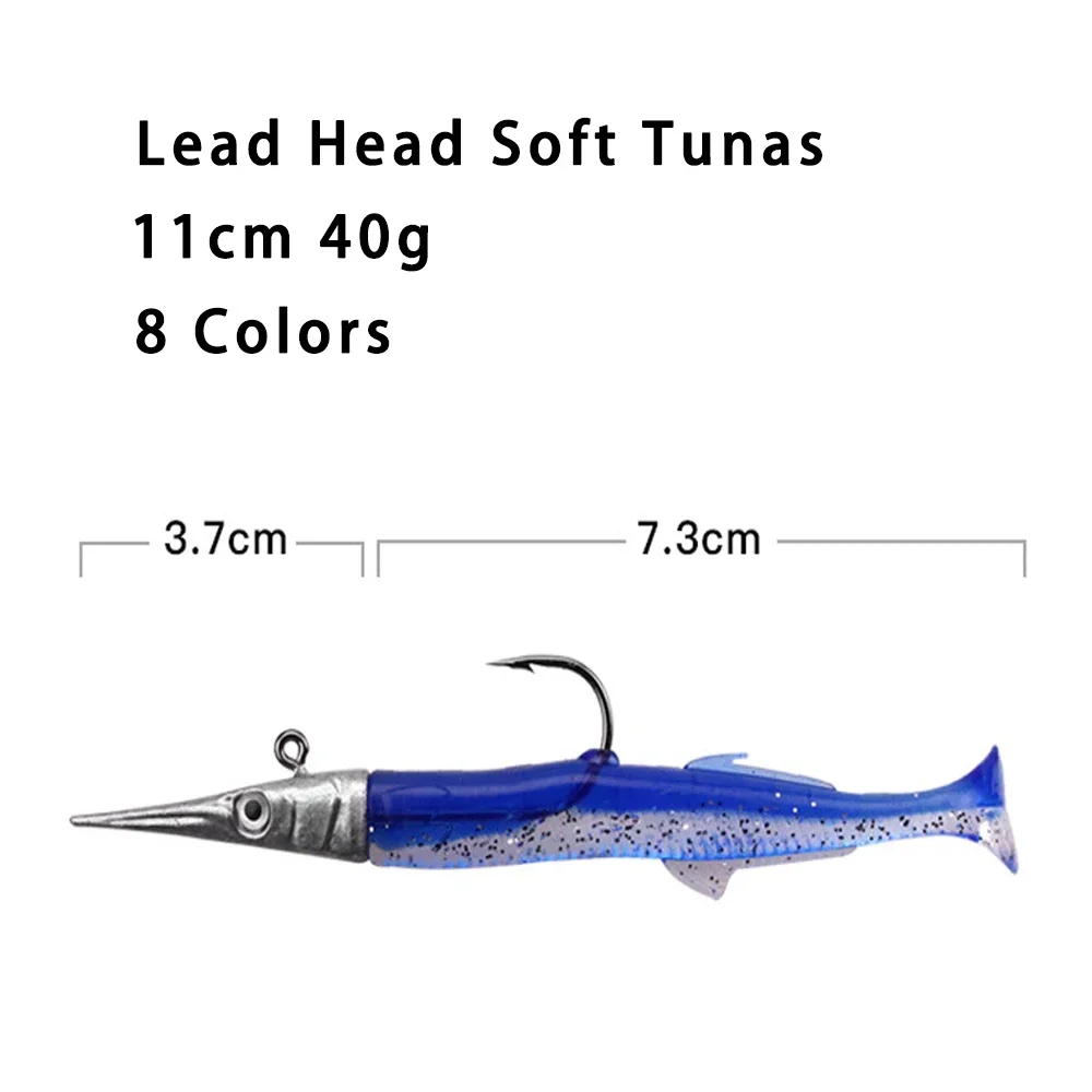 Topline Track Double Color Minnow Lead Head Tunas Fishing Lure Set Hook 11cm 14g Soft Bait Sinking Easy Shiner Fishing Swimbaits