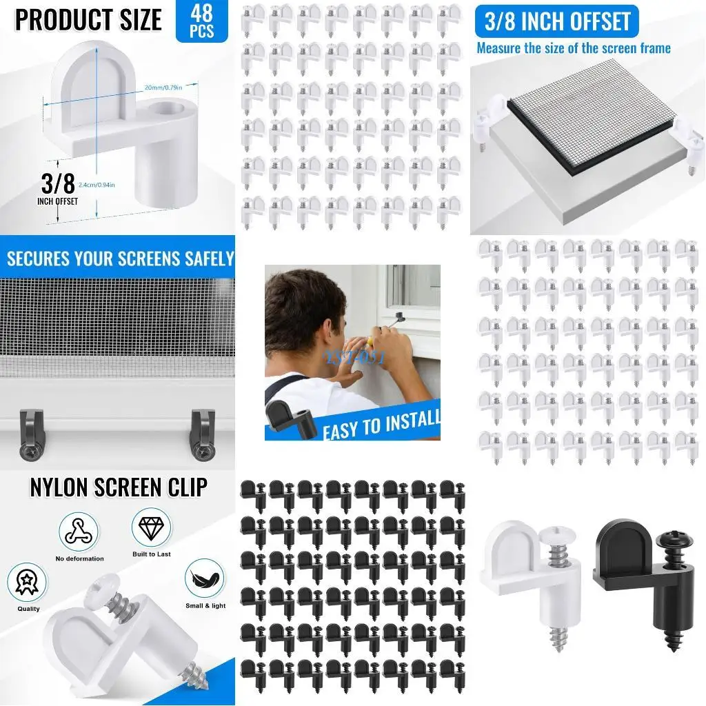 

E15A 48 Nylon Window Clip And stainlessly Steel Screws Application Fastening System For Storms Screens Panel