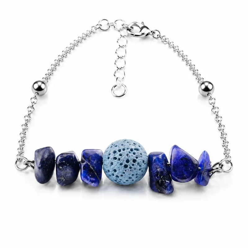12PCS Colorful Lava Stone Essential Oil Diffuser Bracelet Rose Quartz Amethyst Chip Beads Bracelet for Women Unique Style