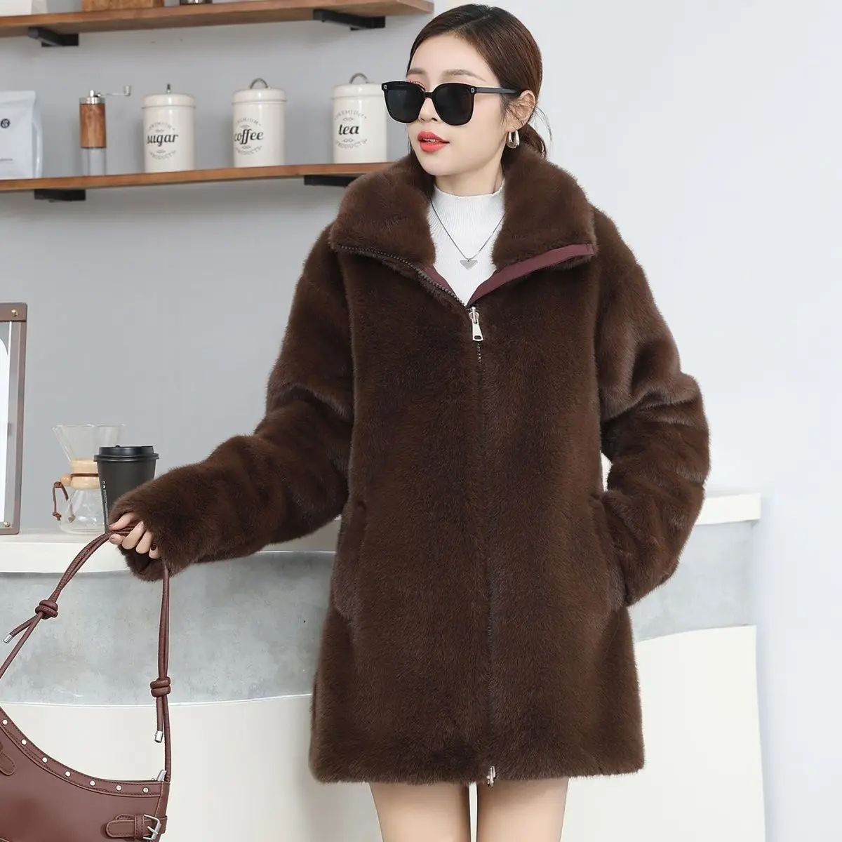 

2025 Winter New Women's Down Cotton Jacket Loose Two Sided Wearing Parker Cotton Jacket