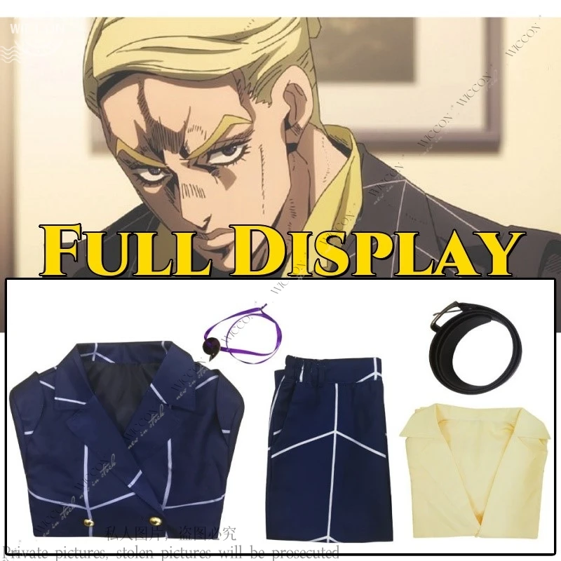 

Anime Jo Prosciutto Cosplay Jo‘s Suit For Man Wig Costume Bizarre The Grateful Dead Adventure ANIKI Hit Squad Party Halloween