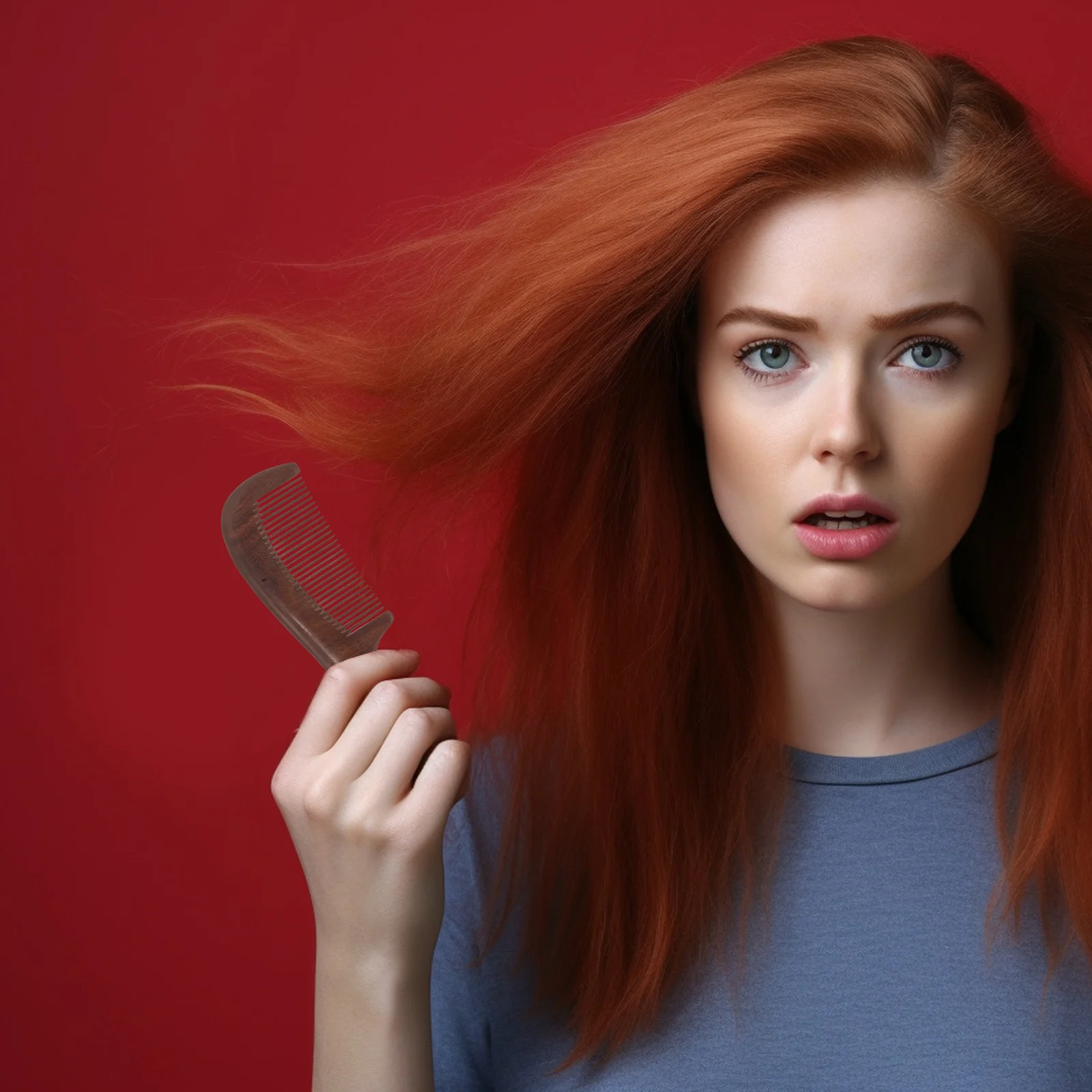 

Премиальная деревянная расческа с эргономичной изогнутой ручкой, мелкими и широкими зубьями для всех типов волос, натуральное средство от перхоти, для кожи головы