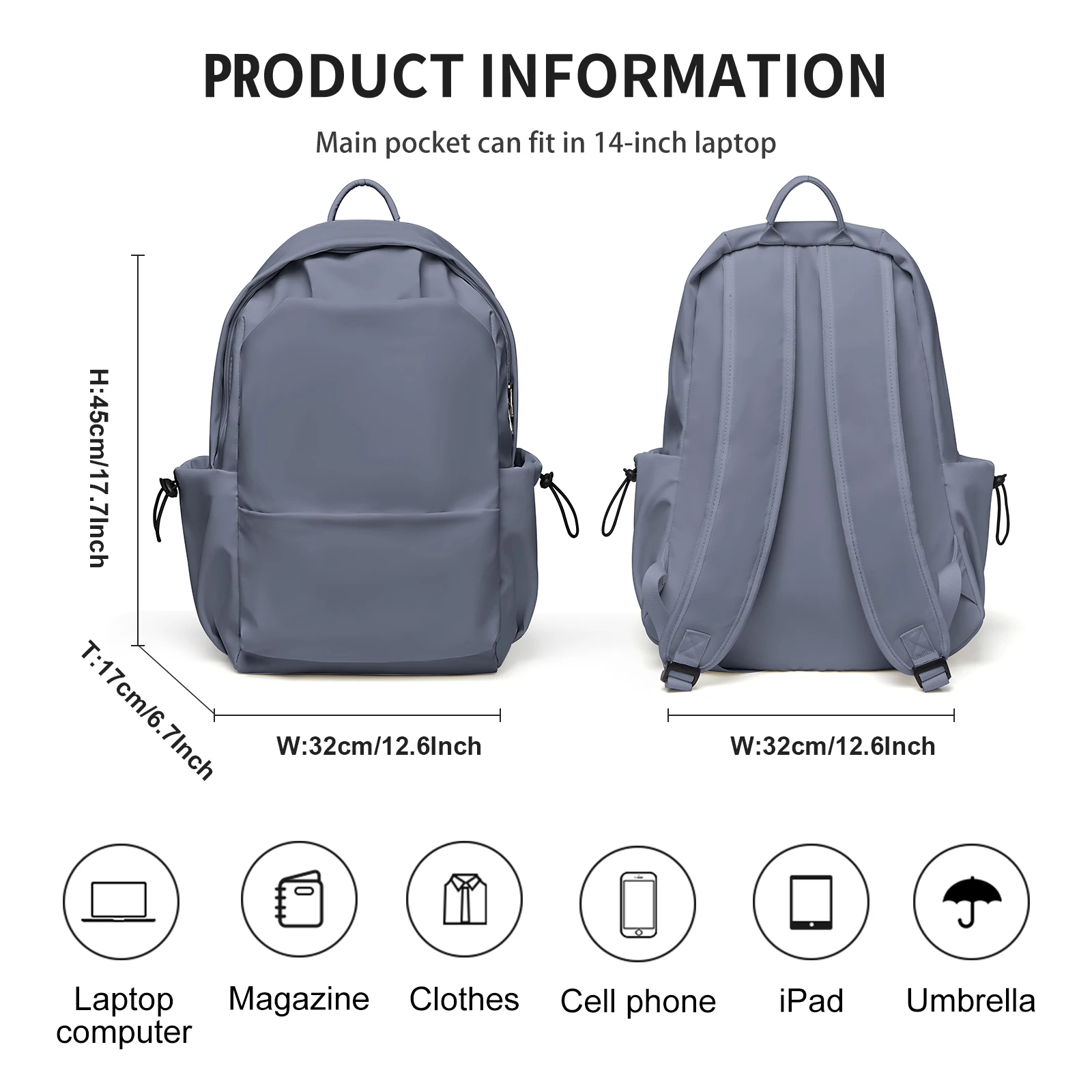 School Bag for Girls, Waterproof Nylon Women Backpack Men Laptop Bag, Casual College School Backpack for Teens Travel Backpack