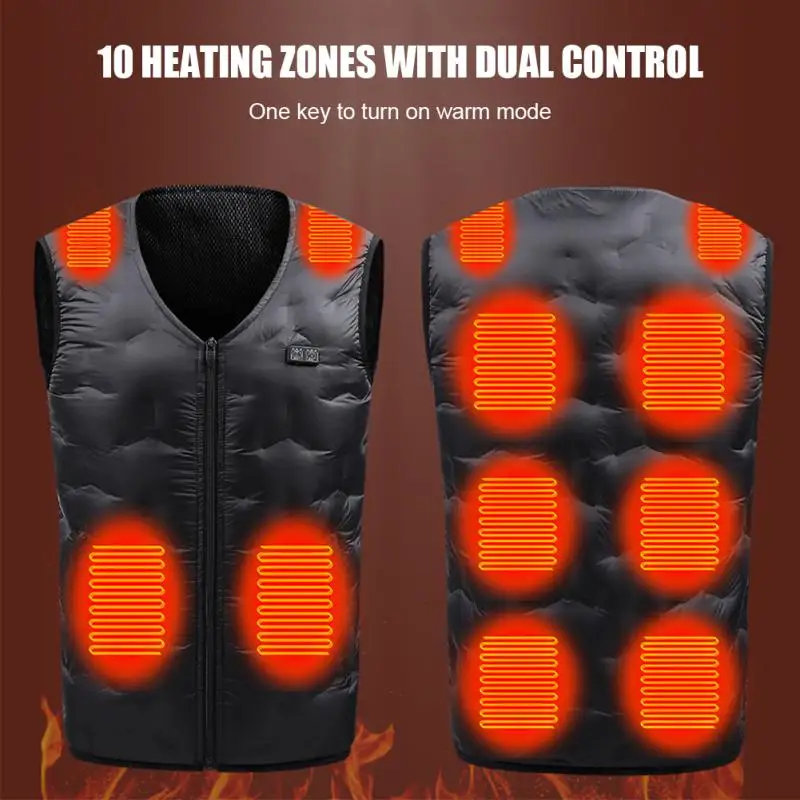 Fast Heated Vest Black Jacket Tactical Electric Thermal Dual Control Winter Camping Supplies Duck Vest Ultralight Heated Vest