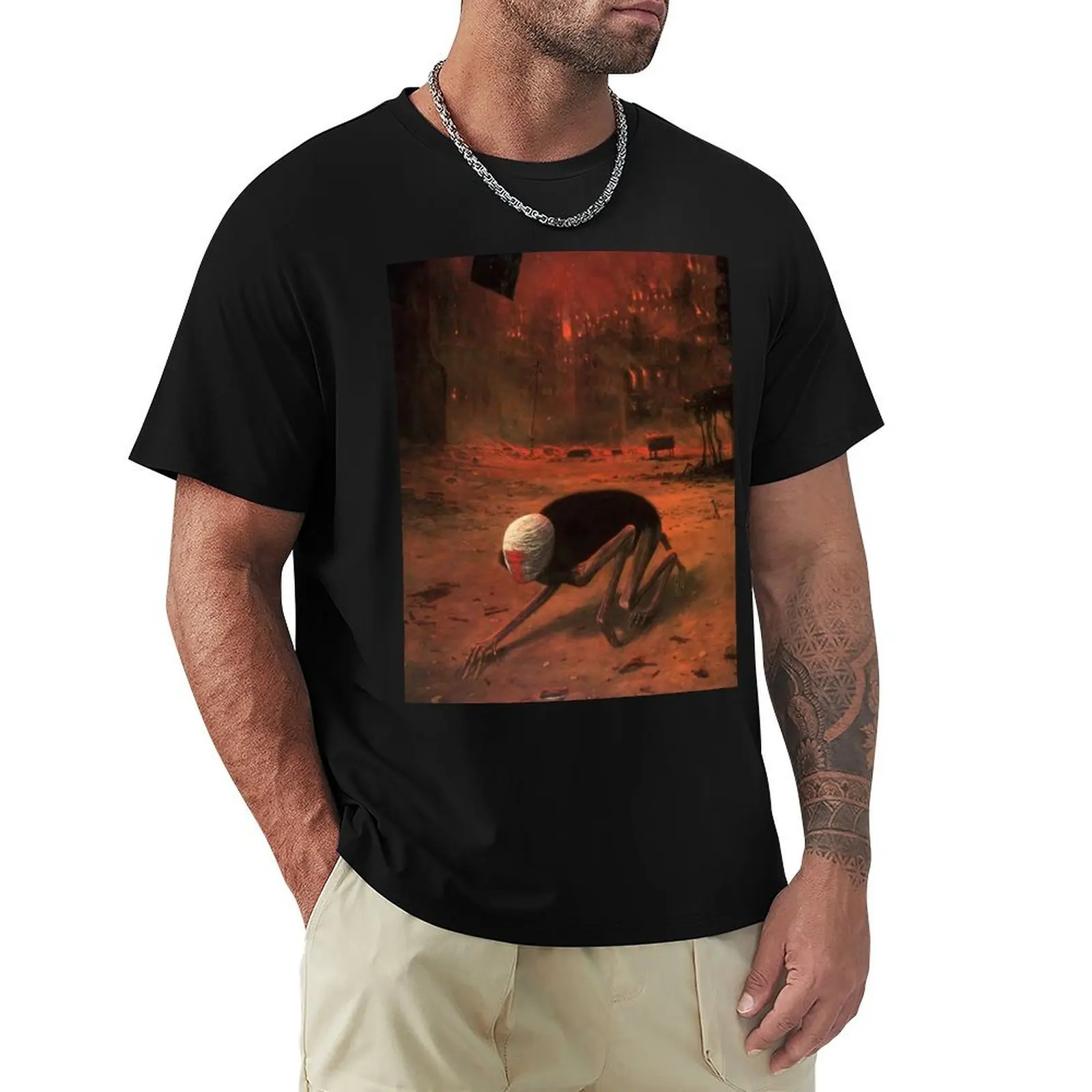 Untitled (The Creature) by Zdzislaw Beksinski T-Shirt Quick Dry Sports Short Sleeve Tee