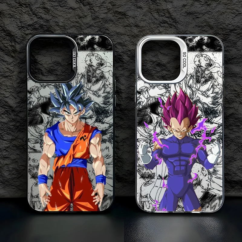 Art D-Dragon Ball Vegeta Goku Phone Case For Apple iPhone 15 14 13 12 11 XS XR X Pro MAX 8 7 Plus SE Colorful Silver Cover