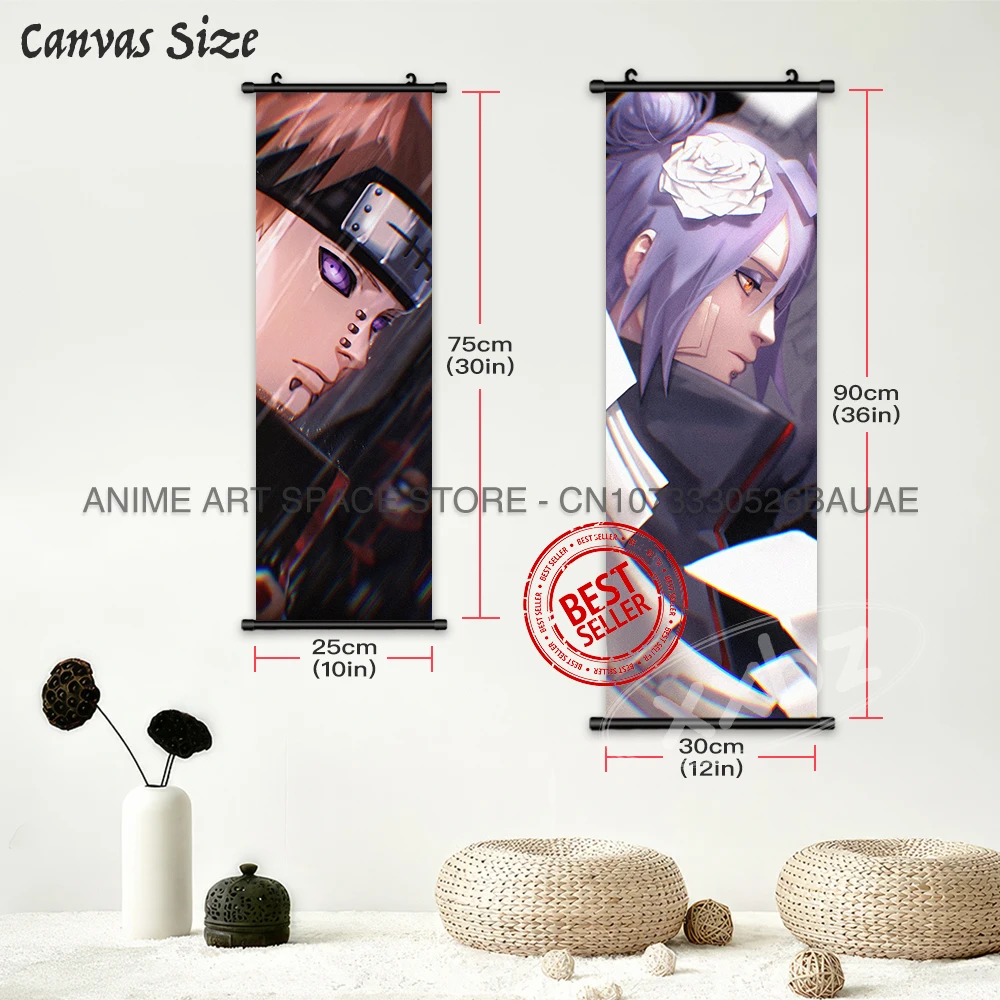 Naruto Hanging Painting Wall Art Uchiha Sasuke Deidara Scroll Picture Anime Yamanaka Ino Home Decor Canvas Poster Latest Gift