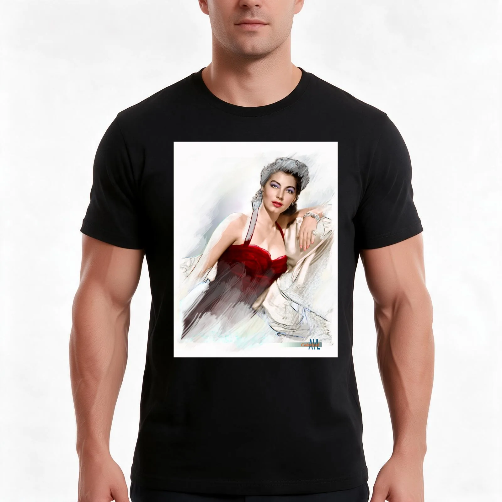 Ava Gardner Colorized & Stylized T-Shirt, Summer Casual Cotton Tee, Oversized Streetwear Tops, Vintage Graphic Print