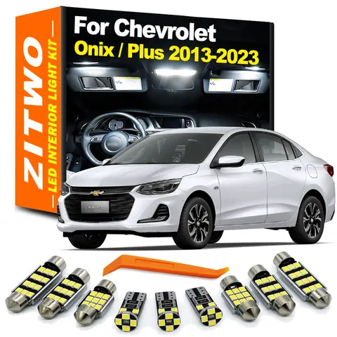 ZITWO 9Pcs LED Interior Reading Light Kit For Chevrolet Chevy Onix 2013- 2019 2020 2021 2022 2023 License Plate Lamp Accessories