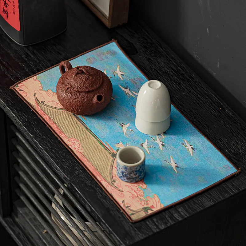 Thickened Plush Tea Towel Absorbent Cloth Light Luxury Chinese Style Teapot Care Mat for Kung Fu Tea Table Accessory
