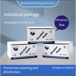 Disposable 75% Alcohol Swab for Wound Disinfection, Essential First Aid Box Supplies for Home Disaster Preparedness.
