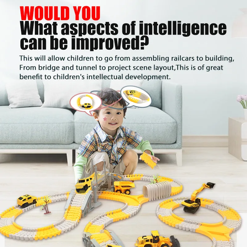 Toy DIY electric track toy car construction car children's toy rail car small train remote control