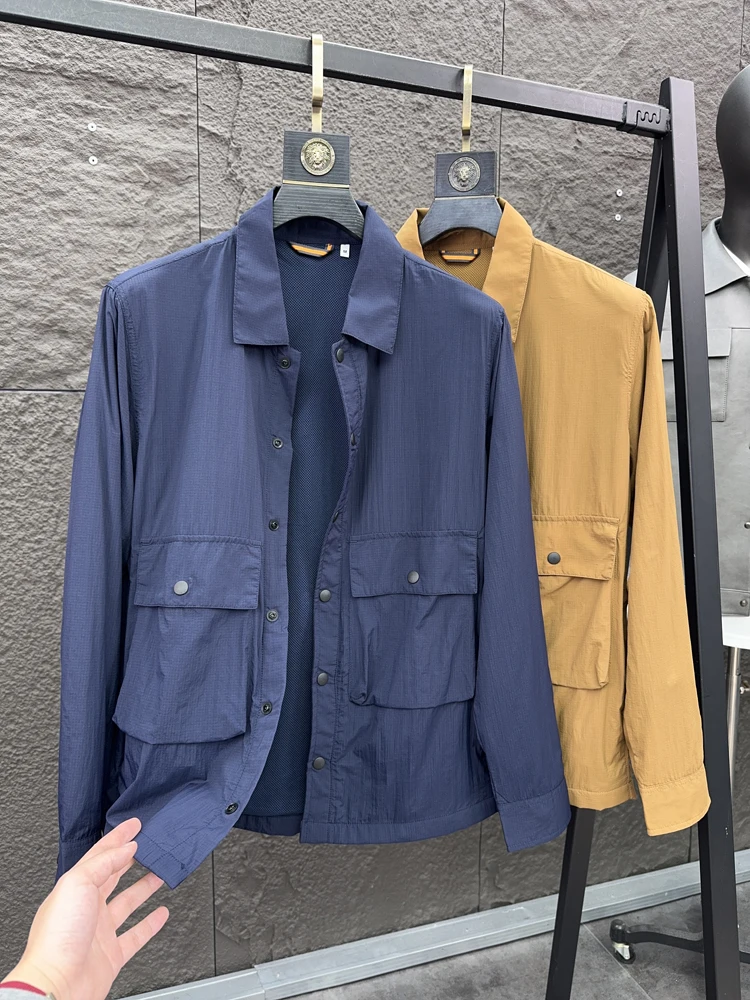 

Мужская повседневная рабочая одежда Jaet SVIP Cabinet 799, весенняя дышащая водонепроницаемая однотонная легкая длинная свеча с откидным воротником