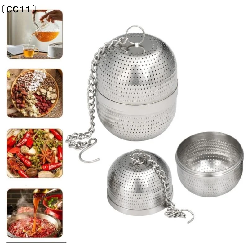 Stainless Steel Tea Infuser With Chain Fine Mesh Filters For Tea Spice Coffee Diffuser Teaware〔CC11〕