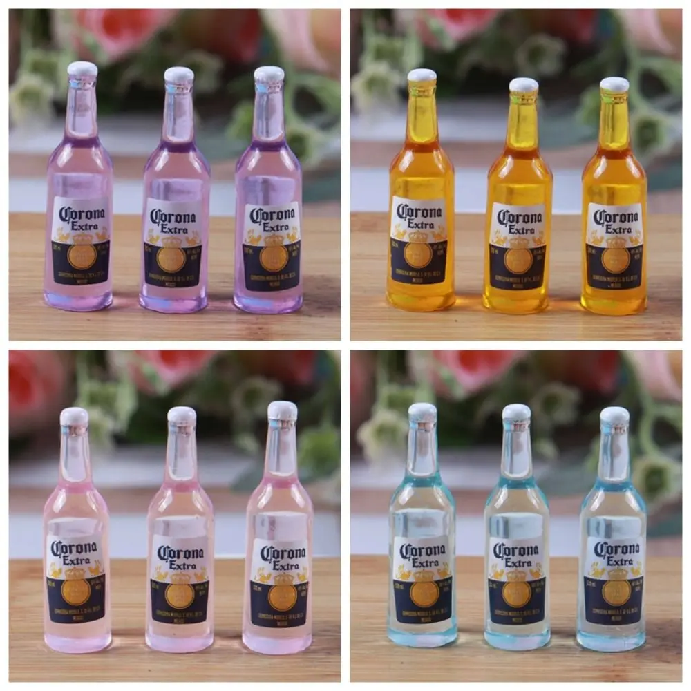 3 pezzi di simulazione bottiglia di vino modello mini vino in miniatura bottiglia di birra in miniatura modello in resina mini bottiglia di vino decorazione della casa delle bambole