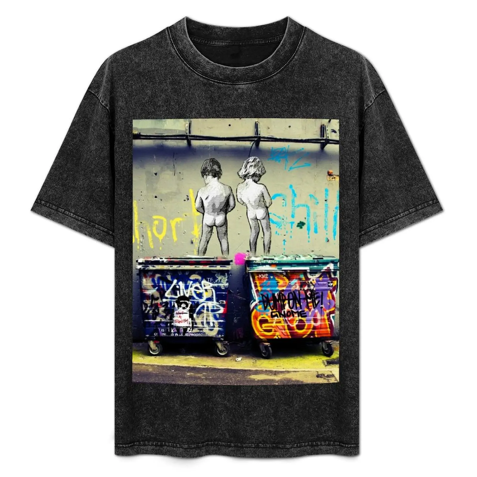 

Life Is Short Chill The Duck Out - Banksy T-Shirt Simple Solid Color Crew Neck Tee