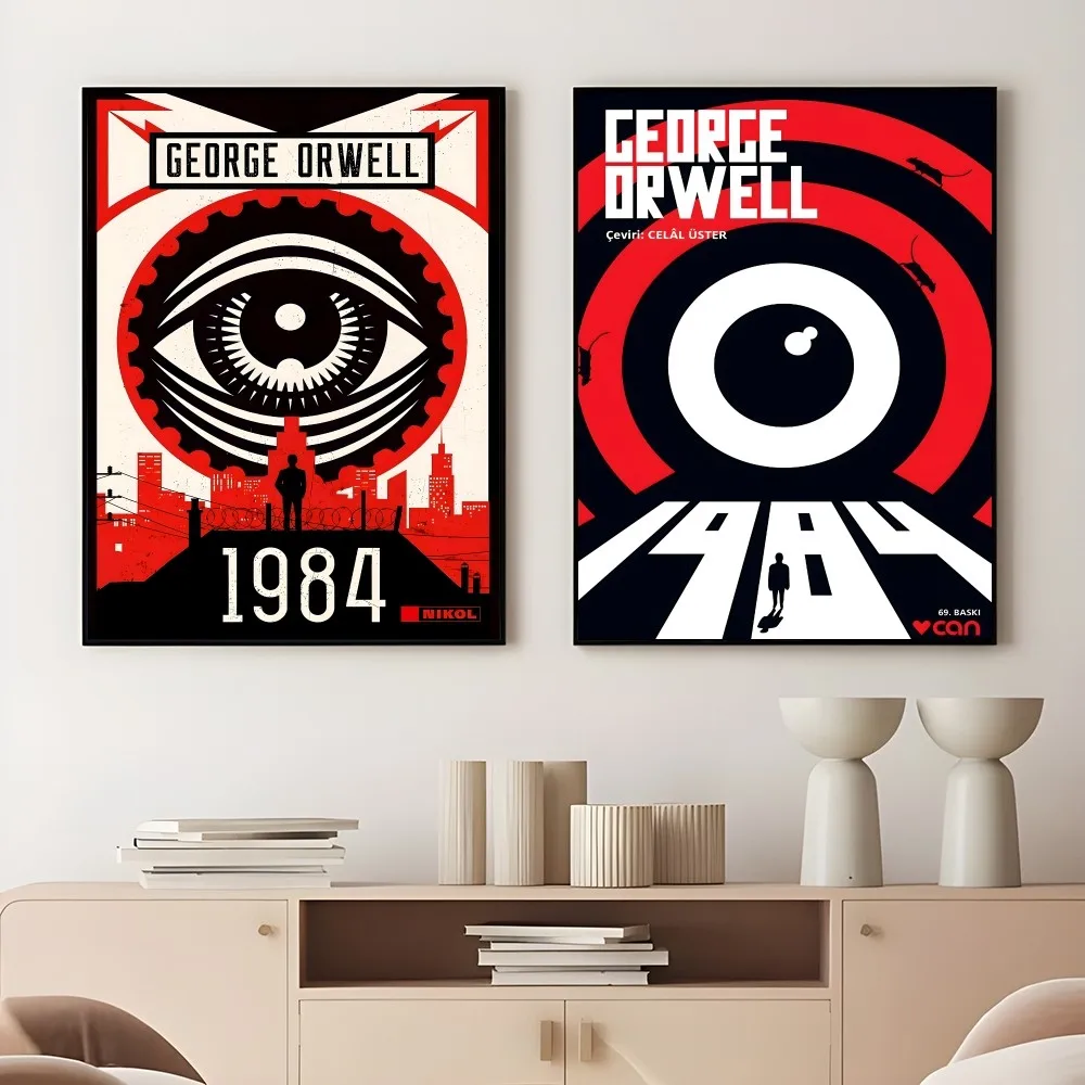 G-George O-Orwell 1984 Classic Movie Retro Poster Sticky Wall Art Printing Waterproof Home Living Bed Room Bar Aesthetic Decor