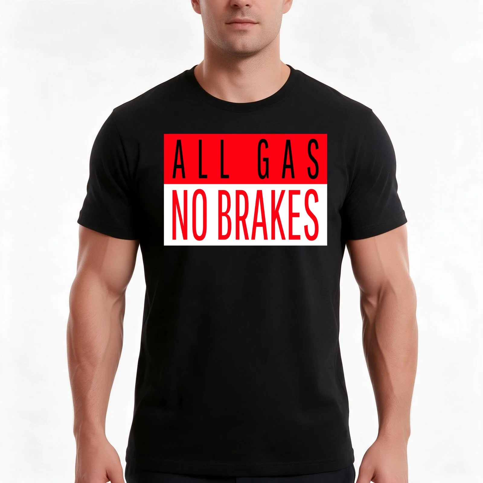 All Gas No Brakes Red T-Shirt, Summer Casual Cotton Tee, Oversized Streetwear Tops, Vintage Graphic Print, Unisex Men Women