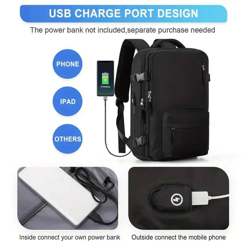 حقيبة ظهر للسفر بسعة كبيرة ، حقيبة كمبيوتر لوحي ، حقيبة أمتعة متعددة الوظائف ، رحلة قصيرة