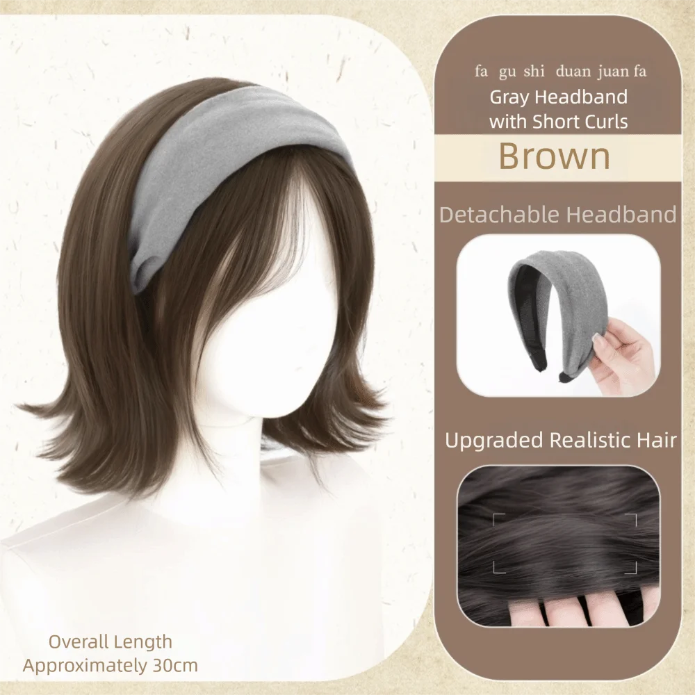 

Cute Long Wavy Curly Headband U-Shape Hair Extension Hairpieces Synthetic Natural Wig Clip Women