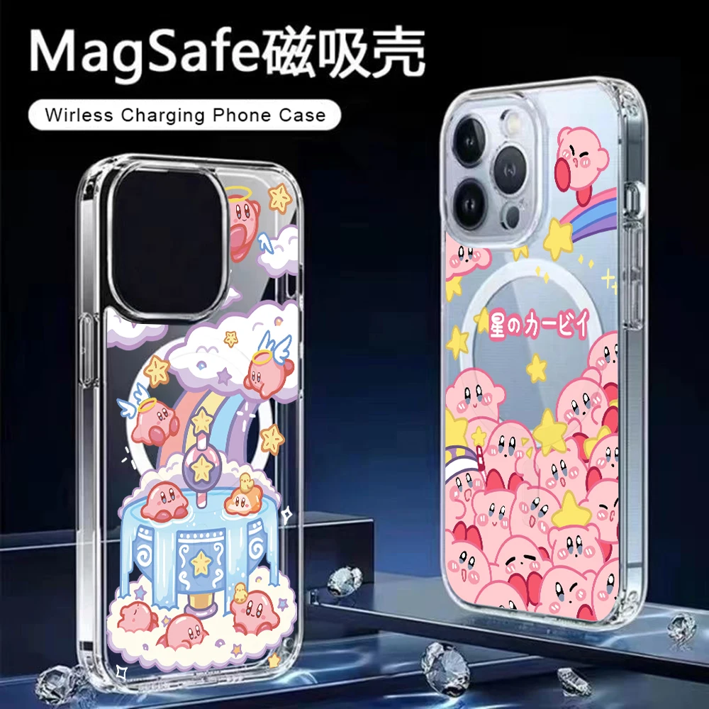 Pink K-Kirbys For Magesafe Magnetic Phone Case for iPhone 17 Air 16 15 14 Plus 13 12 11 Pro Max Clear Cover view 2