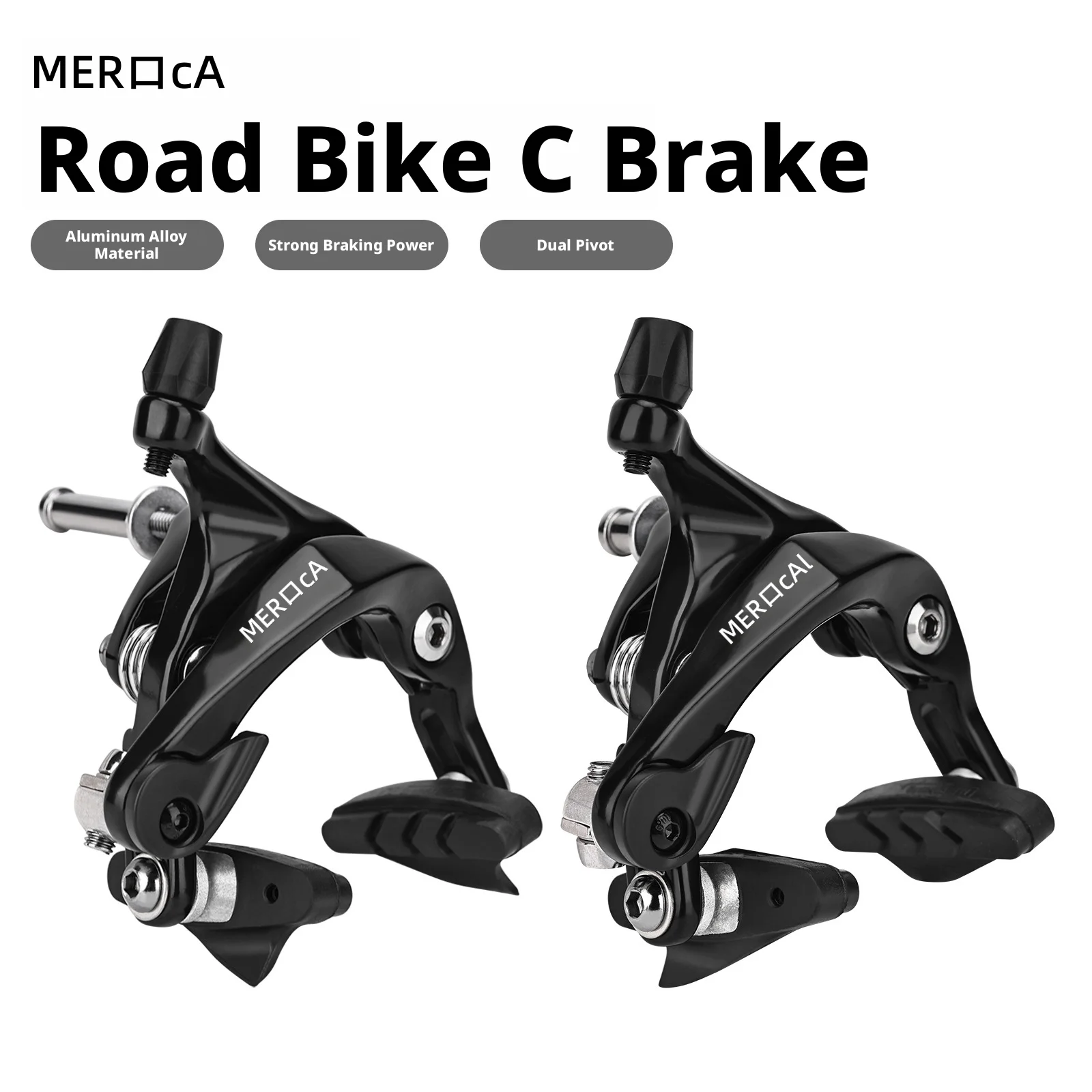 MEROCA Road Bike Dual Pivot Calipers Bicycle Brake Racing Aluminum Side Pull Caliper Front Rear With Brake Pads