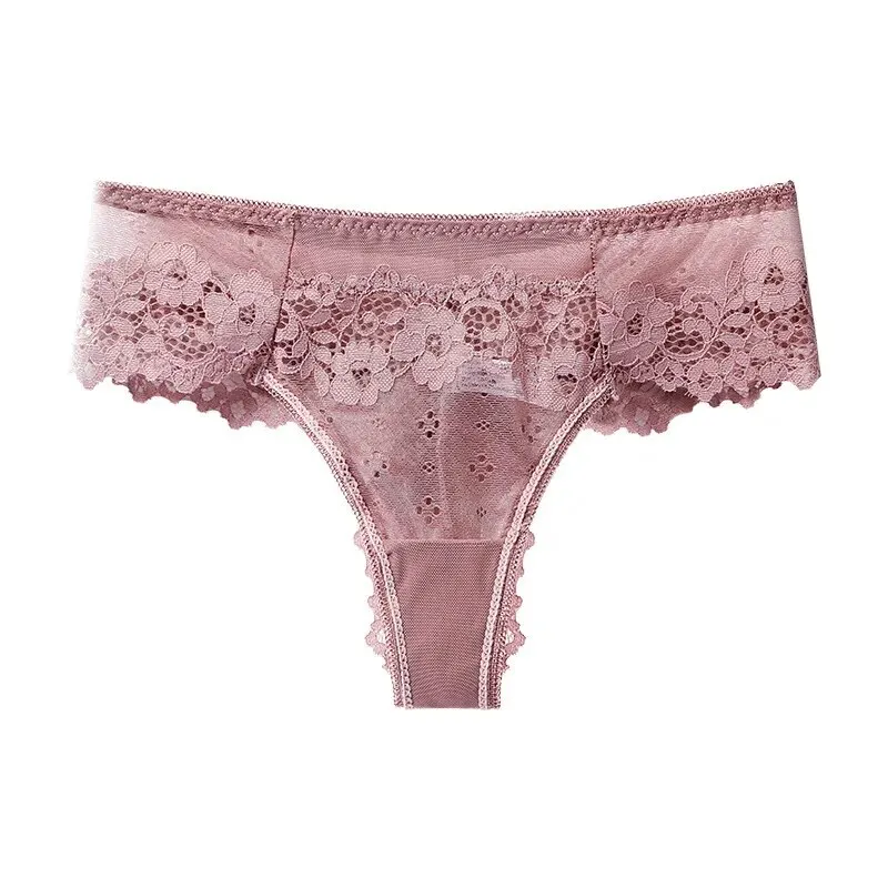 Tanga de encaje transparente para mujer, ropa interior Sexy de talla grande, 4 piezas, europea y americana