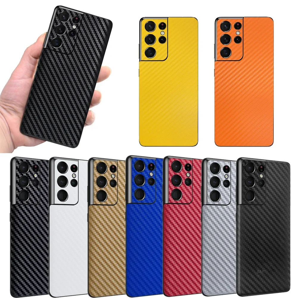 3D Carbon Fiber Phone Back Sticker For SAMSUNG Galaxy S24 Ultra S23+ S22 Note 20 Ultra S21 Plus S20 FE Note 10+ S10 S9 Plus Film