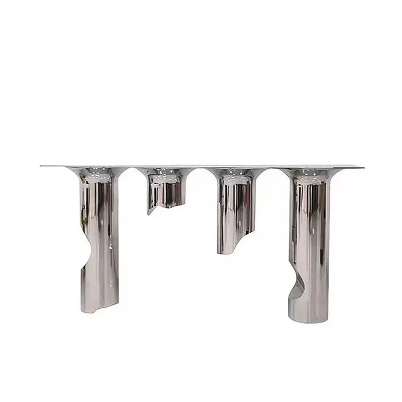 

Light luxury entrance table marble end view table modern high-end luxury villa stainless steel entrance table