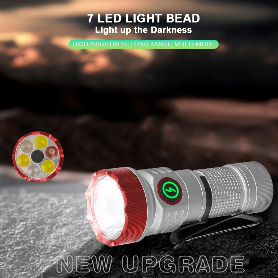 Imagem -05 - Lanterna Led de Alta Potência Tipo-c Recarregável Mini Edc Rgb Chaveiro Tocha com Tampa Clipe Ímã Lanterna de Acampamento ao ar Livre 2000lm